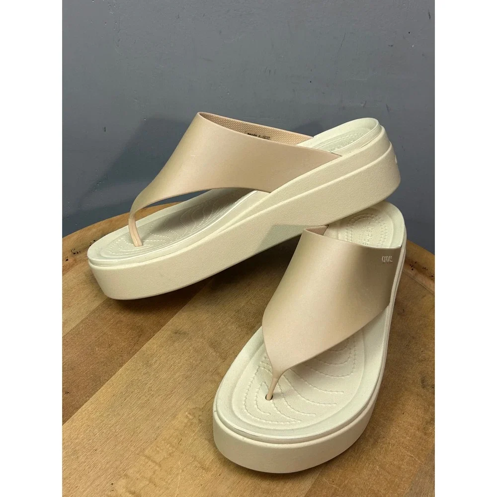 Crocs Platform Flip Women Size 10 Bone LiteRide 360 Sandal Sporty Casual